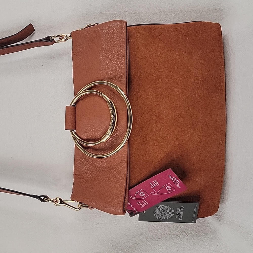 NWT Vince Camuto 2-in-1 Leather Handbag - Cognac Gold Rings